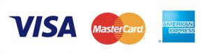 VISA、マスターカード、AMERICAN EXPRESS